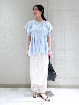 「LOWRYS FARM（ローリーズファーム）のメタルバレッタ　265411（バレッタ/ヘアクリップ、ゴールド系）」を使った、keinaさん（レディース・160cm）の春コーディネート