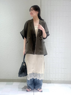 「A part by（アパートバイ）のステンレス_スネークネックレス≪追加9≫（ネックレス）」を使った、keinaさん（レディース・160cm）の夏コーディネート