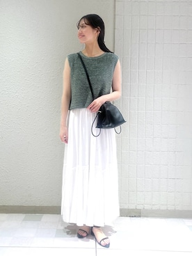 「A part by（アパートバイ）のステンレス_スネークネックレス≪追加9≫（ネックレス）」を使った、keinaさん（レディース・160cm）の夏コーディネート