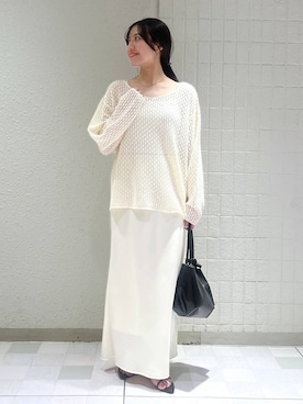 「LOWRYS FARM（ローリーズファーム）のメタルバレッタ　265411（バレッタ/ヘアクリップ、ゴールド系）」を使った、keinaさん（レディース・160cm）の春コーディネート