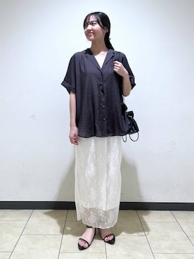 「A part by（アパートバイ）のキンチャクミニショルダバッグ（ショルダーバッグ、ブラック系）」を使った、keinaさん（レディース・160cm）の夏コーディネート