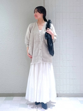 「A part by（アパートバイ）のチュールハンドルトート（ショルダーバッグ）」を使った、keinaさん（レディース・160cm）の秋コーディネート