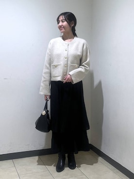 「A part by（アパートバイ）のオブリークトゥショートブーツ（ブーツ、ブラック系）」を使った、keinaさん（レディース・160cm）の秋コーディネート