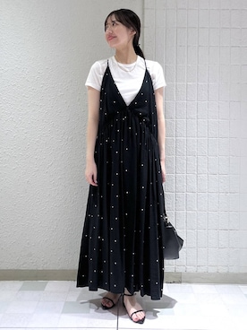 「LOWRYS FARM（ローリーズファーム）のメタルバレッタ　265411（バレッタ/ヘアクリップ、ゴールド系）」を使った、keinaさん（レディース・160cm）の夏コーディネート