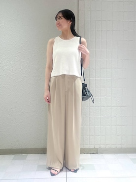 「A part by（アパートバイ）のキンチャクミニショルダバッグ（ショルダーバッグ、ブラック系）」を使った、keinaさん（レディース・160cm）の夏コーディネート