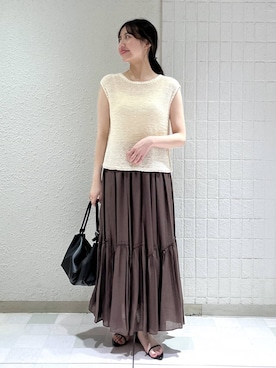 「A part by（アパートバイ）のステンレス_スネークネックレス≪追加9≫（ネックレス）」を使った、keinaさん（レディース・160cm）の夏コーディネート