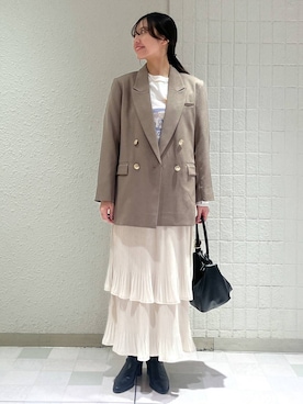 「A part by（アパートバイ）のＷライクテーラードスリットジャケット（テーラードジャケット）」を使った、keinaさん（レディース・160cm）の秋コーディネート