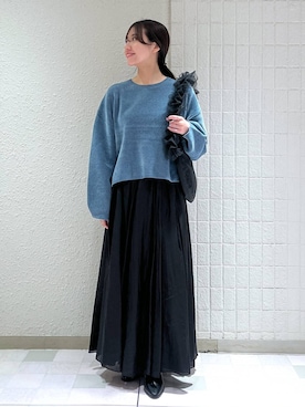 「A part by（アパートバイ）のチュールハンドルトート（ショルダーバッグ）」を使った、keinaさん（レディース・160cm）の秋コーディネート