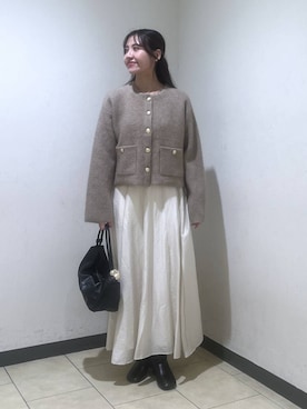 「A part by（アパートバイ）のApb_バンスクリップ（バレッタ/ヘアクリップ、ブラウン系）」を使った、keinaさん（レディース・160cm）の秋コーディネート
