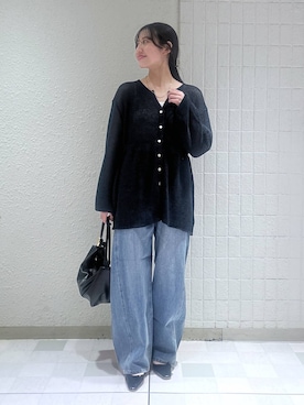 「A part by（アパートバイ）のApbコクーンデニムパンツ（デニムパンツ、ブルー系）」を使った、keinaさん（レディース・160cm）の夏コーディネート