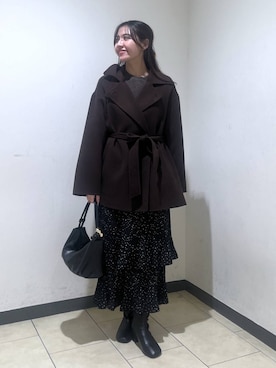 「A part by（アパートバイ）のオブリークトゥショートブーツ（ブーツ、ブラック系）」を使った、keinaさん（レディース・160cm）の秋コーディネート
