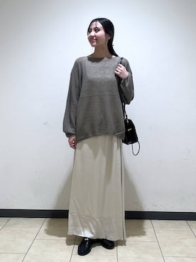 「A part by（アパートバイ）のキンチャクミニショルダバッグ（ショルダーバッグ、ブラック系）」を使った、keinaさん（レディース・160cm）の秋コーディネート