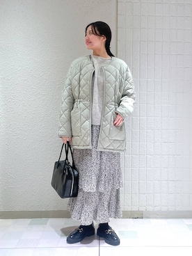 「バッグ」｜「アイテム（ダウンジャケット/コート）」を使った、keinaさん（レディース・160cm）の冬コーディネート