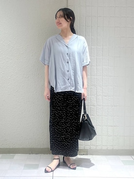 「LOWRYS FARM（ローリーズファーム）のメタルバレッタ　265411（バレッタ/ヘアクリップ、ゴールド系）」を使った、keinaさん（レディース・160cm）の夏コーディネート