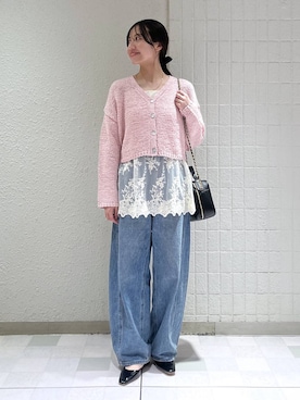 「A part by（アパートバイ）のApbコクーンデニムパンツ≪追加3≫（デニムパンツ）」を使った、keinaさん（レディース・160cm）の春コーディネート