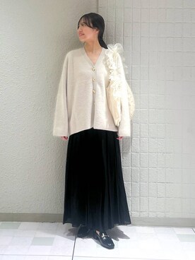 「A part by（アパートバイ）のチュールハンドルトート（ショルダーバッグ）」を使った、keinaさん（レディース・160cm）の秋コーディネート