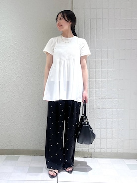 「LOWRYS FARM（ローリーズファーム）のメタルバレッタ　265411（バレッタ/ヘアクリップ、ゴールド系）」を使った、keinaさん（レディース・160cm）の春コーディネート
