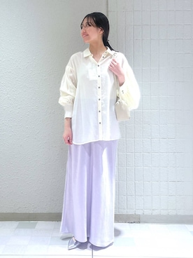 「アイテム（スカート、パープル系）」を使った、keinaさん（レディース・160cm）の春コーディネート