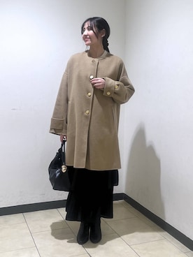 「A part by（アパートバイ）の≪追加2≫ホソプリーツティアードスカート（スカート、ブラック系）」を使った、keinaさん（レディース・160cm）の秋コーディネート