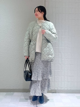 「バッグ」｜「アイテム（ダウンジャケット/コート）」を使った、keinaさん（レディース・160cm）の冬コーディネート