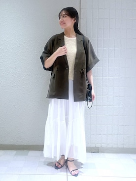 「A part by（アパートバイ）のステンレス_スネークネックレス≪追加9≫（ネックレス）」を使った、keinaさん（レディース・160cm）の夏コーディネート