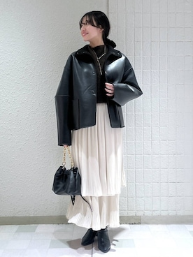 「A part by（アパートバイ）のアイテム（ブルゾン）」を使った、keinaさん（レディース・160cm）の冬コーディネート