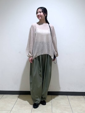 「A part by（アパートバイ）のキンチャクミニショルダバッグ（ショルダーバッグ、ブラック系）」を使った、keinaさん（レディース・160cm）の秋コーディネート