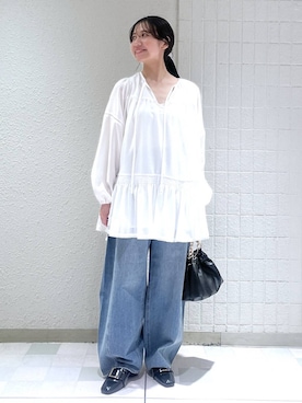 「A part by（アパートバイ）のApbコクーンデニムパンツ≪追加3≫（デニムパンツ）」を使った、keinaさん（レディース・160cm）の冬コーディネート