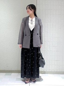 「LOWRYS FARM（ローリーズファーム）のメタルバレッタ　265411（バレッタ/ヘアクリップ、ゴールド系）」を使った、keinaさん（レディース・160cm）の春コーディネート