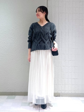 「A part by（アパートバイ）の≪追加3≫ラメチュールプリーツスカート（スカート）」を使った、keinaさん（レディース・160cm）の冬コーディネート