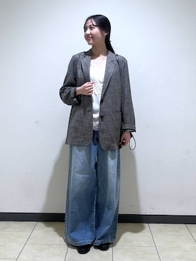 「A part by（アパートバイ）のキンチャクミニショルダバッグ（ショルダーバッグ、ブラック系）」を使った、keinaさん（レディース・160cm）の秋コーディネート