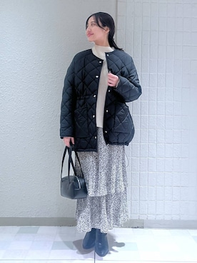 「バッグ」｜「アイテム（ダウンジャケット/コート）」を使った、keinaさん（レディース・160cm）の冬コーディネート