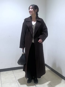 「A part by（アパートバイ）のギャザーコインローファー（ローファー、ブラック系）」を使った、keinaさん（レディース・160cm）の秋コーディネート