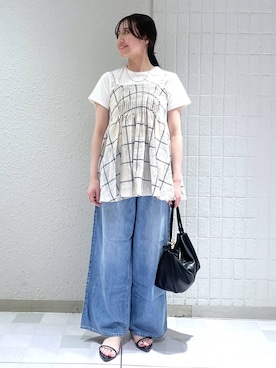 「LOWRYS FARM（ローリーズファーム）のメタルバレッタ　265411（バレッタ/ヘアクリップ、ゴールド系）」を使った、keinaさん（レディース・160cm）の夏コーディネート
