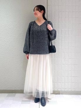 「A part by（アパートバイ）の≪追加3≫ラメチュールプリーツスカート（スカート）」を使った、keinaさん（レディース・160cm）の冬コーディネート