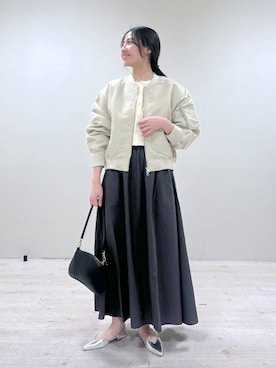 「ナチュラル」｜「アイテム（MA-1）」を使った、keinaさん（レディース・160cm）の冬コーディネート