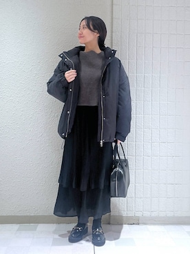 「バッグ」｜「アイテム（ダウンジャケット/コート）」を使った、keinaさん（レディース・160cm）の冬コーディネート