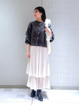 「A part by（アパートバイ）のチュールハンドルトート（ショルダーバッグ）」を使った、keinaさん（レディース・160cm）の秋コーディネート