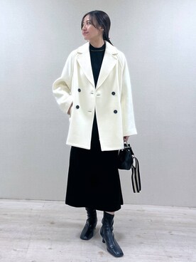 「ナチュラル」｜「アイテム（チェスターコート）」を使った、keinaさん（レディース・160cm）の冬コーディネート