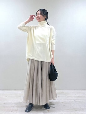 「ナチュラル」｜「アイテム（ノーカラーコート）」を使った、keinaさん（レディース・160cm）の冬コーディネート