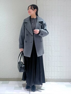 「ナチュラル」｜「アイテム（ピーコート）」を使った、keinaさん（レディース・160cm）の冬コーディネート