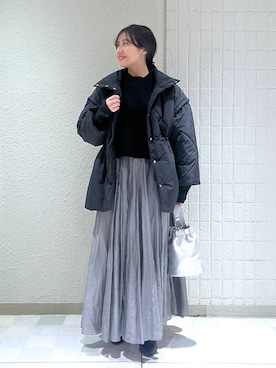 「バッグ」｜「アイテム（ダウンジャケット/コート）」を使った、keinaさん（レディース・160cm）の冬コーディネート