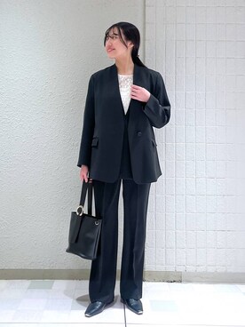 「A part by（アパートバイ）のアイテム（ノーカラージャケット）」を使った、keinaさん（レディース・160cm）の冬コーディネート