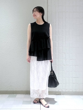 「LOWRYS FARM（ローリーズファーム）のメタルバレッタ　265411（バレッタ/ヘアクリップ、ゴールド系）」を使った、keinaさん（レディース・160cm）の夏コーディネート