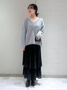 「アイテム（シュシュ）」を使った、keinaさん（レディース・160cm）の秋コーディネート