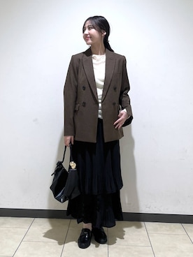 「A part by（アパートバイ）のギャザーコインローファー（ローファー、ブラック系）」を使った、keinaさん（レディース・160cm）の秋コーディネート