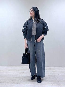 「ナチュラル」｜「アイテム（MA-1）」を使った、keinaさん（レディース・160cm）の春コーディネート