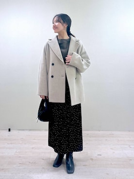 「ナチュラル」｜「アイテム（チェスターコート）」を使った、keinaさん（レディース・160cm）の冬コーディネート