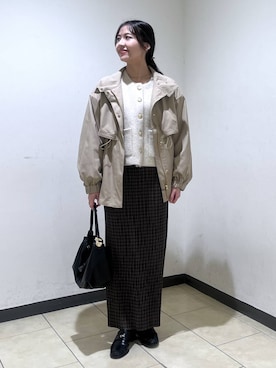 「A part by（アパートバイ）のギャザーコインローファー（ローファー、ブラック系）」を使った、keinaさん（レディース・160cm）の秋コーディネート