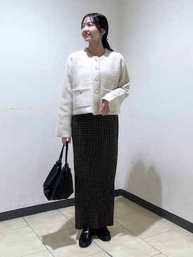 「A part by（アパートバイ）のギャザーコインローファー（ローファー、ブラック系）」を使った、keinaさん（レディース・160cm）の秋コーディネート
